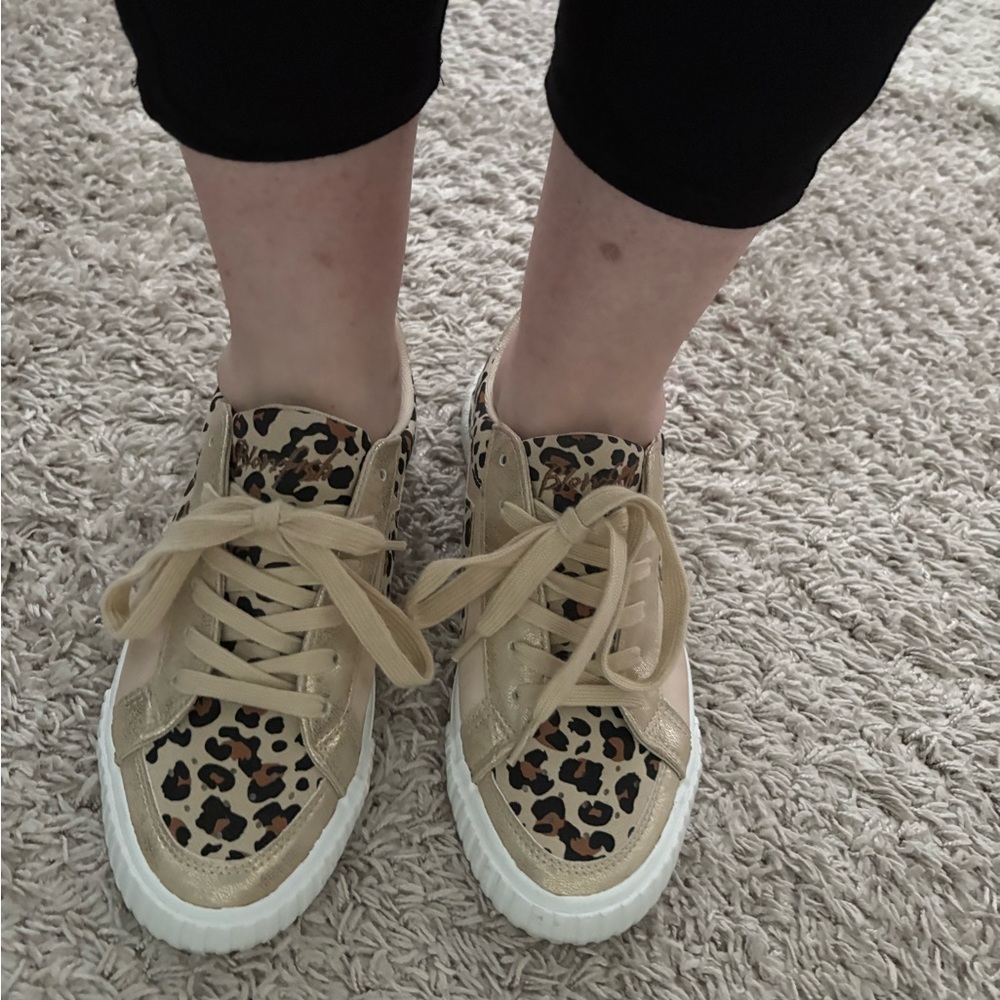 Blowfish Malibu Leopard Print Gold Women's Sneakers 7.5